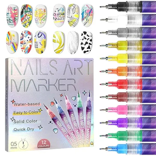 12 Colors 3D Nail Art Pens