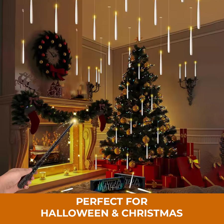 Flameless Floating Candles with Magic Wand – Halloween Decorations(Set of 12)